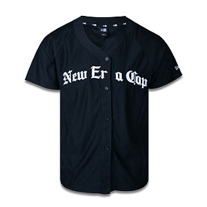 Camisa Botão Jersey New Era Black Squad Gang Preto