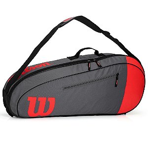 Raqueteira de Tenis Wilson Especial Team 3 PK Cinza Vermelho