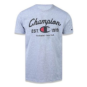 Camiseta Manga Curta Champion C Logo Ink Arc Cinza