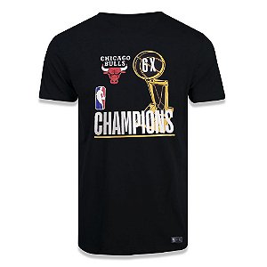 Camiseta NBA Chicago Bulls Champions 6X Estampada Preto