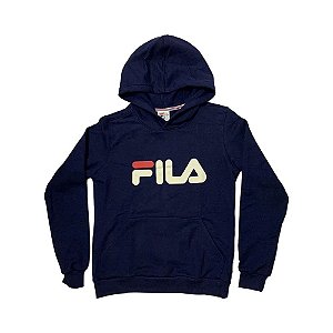 Casaco Moletom Fila com Capuz Masculino Letter Azul Marinho