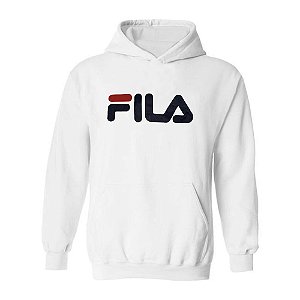 Moletom Canguru Fila com Capuz Masculino Letter Branco