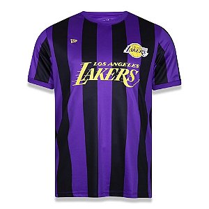 Camiseta New Era Los Angeles Lakers Soccer Style Lines Roxo
