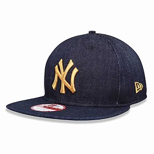 Boné New York Yankees Strapback Jeans Logo Gold MLB - New Era
