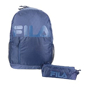 Mochila Mais Estojo Fila Unisex Minibag Azul Marinho