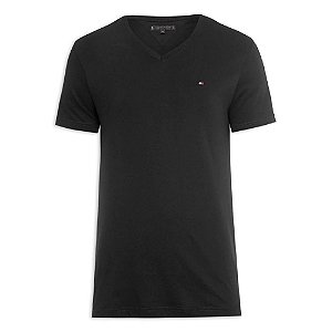 Camiseta Tommy Hilfiger Gola V Essential Preto