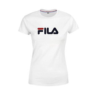 Camiseta Fila Manga Curta Feminina Letter Premium Branco
