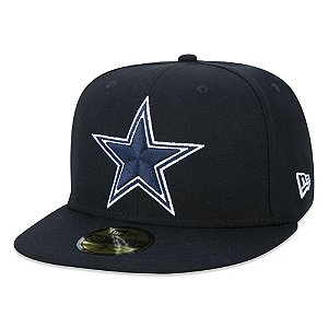 Boné New Era 5950 Dallas Cowboys Aba Reta Preto