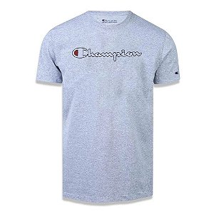 Camiseta Manga Curta Champion Script Logo Contour Cinza