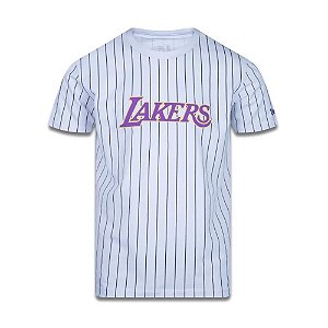 Camiseta New Era Los Angeles Lakers Street Strip Line Branco