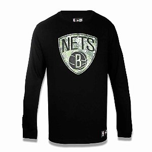Camiseta Brooklyn Nets NBA Polka Camuflada Preto - New Era