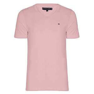 Camiseta Tommy Hilfiger Essential Gola V Rosa