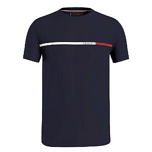 Camiseta Tommy Hilfiger AB Two Tone Chest Stripe Tee Marinho