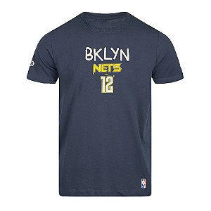 Camiseta Masculina Brooklyn Nets NBA City Number Cinza