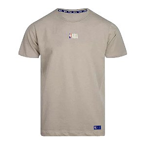 Camiseta Masculina NBA Mini Logo Soft Bege