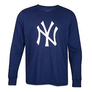 Camiseta Manga Longa New Era New York Yankees Core Azul