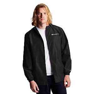 Jaqueta Corta Vento Champion Script Full Zip Preto