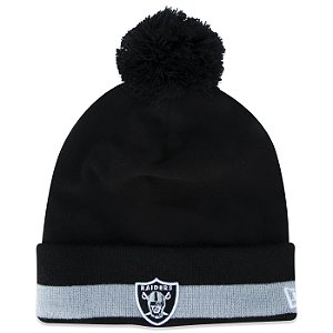 Gorro New Era com Pompom Las Vegas Raiders NFL Tricô Preto