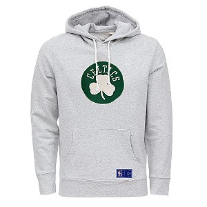 Moletom Canguru Boston Celtics NBA Feltro Logo Cinza