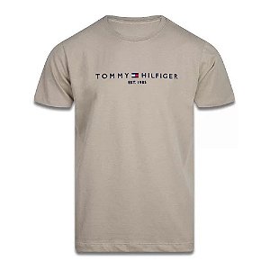 Camiseta Tommy Hilfiger AB Core Logo Tee Caqui