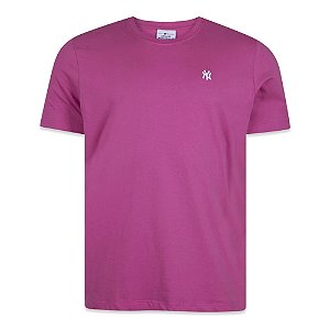 Camiseta New Era New York Yankees Mini Logo Bordado Rosa