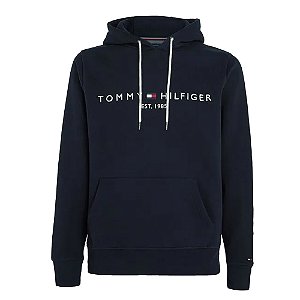 Moletom Canguru Tommy Hilfiger Logo Hoody Azul Marinho