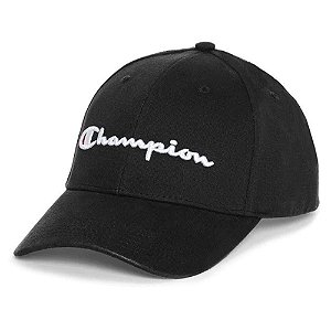 Boné Champion Script Logo Aba Curva Preto