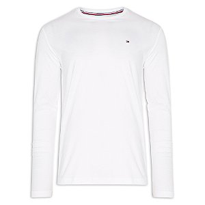 Camiseta Tommy Hilfiger Stretch Slim Fit Long Sleeve Branco