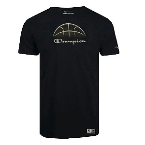 Camiseta Manga Curta Champion Malhão Mettalic Basket Preto