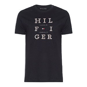 Camiseta Tommy Hilfiger Box Flag Logo Tee Azul Marinho - FIRST