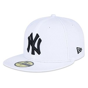 Boné New Era 5950 New York Yankees Aba Reta Branco MLB