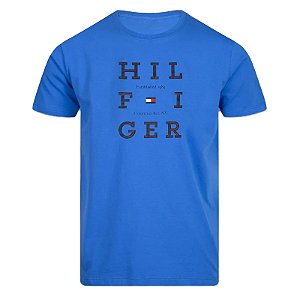 Camiseta Tommy Hilfiger Box Flag Logo Tee Azul