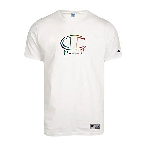 Camiseta Manga Curta Champion Malhão Rainbow Colors Branco