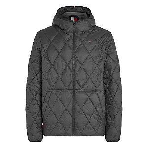 Jaqueta Puffer Tommy Hilfiger Hooded Quilted Preto