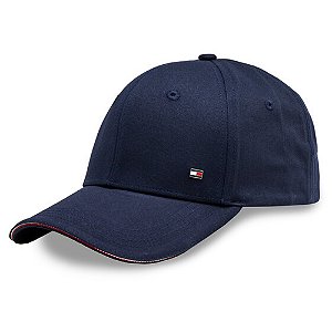 Boné Tommy Hilfiger Cotton 6 Panel Aba Curva Azul Marinho