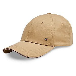 Boné Tommy Hilfiger Cotton 6 Panel Aba Curva Caqui