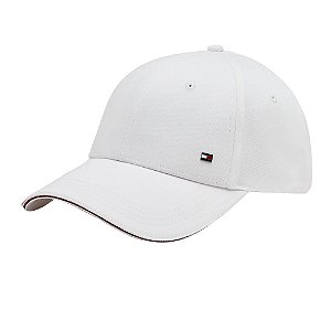 Boné Tommy Hilfiger Cotton 6 Panel Aba Curva Branco