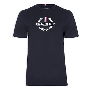 Camiseta Tommy Hilfiger AB Global Stripe Wreath Tee Marinho