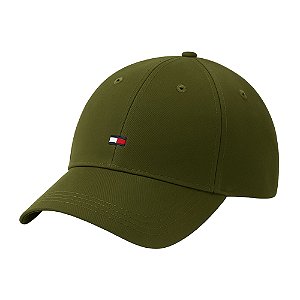 Boné Tommy Hilfiger Th Flag Cotton Verde Oliva 6 Panel