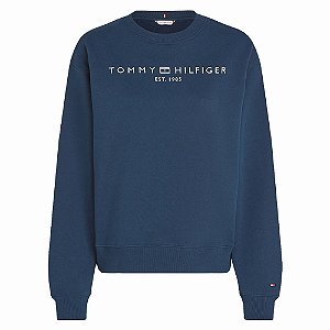 Casado Moletom Tommy Hilfiger Feminino Fleece Azul Marinho