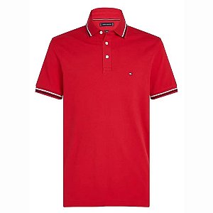 Camisa Polo Tommy Hilfiger Tipped Slim Fit Masculina Red