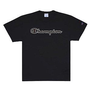 Camiseta Manga Curta Champion Lev Mc Script Metal Preto