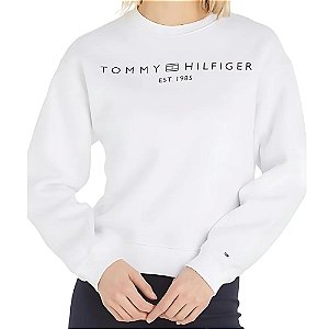 Moletom Tommy Hilfiger Reg Corp Logo Feminino Branco