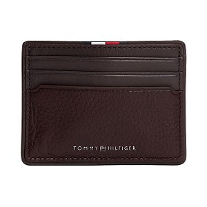 Carteira Porta Cartões Tommy Hilfiger Masculina Couro Marrom