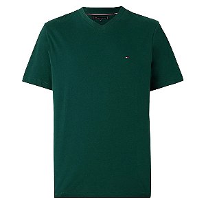Camiseta Tommy Hilfiger Essential Gola V Neck Verde Tee
