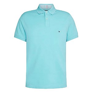 Camiseta Gola Polo Tommy Hilfiger Im 1985 Azul Claro Slim