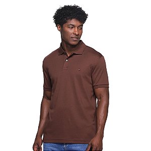 Camiseta Gola Polo Tommy Hilfiger Im 1985 Slim Marrom