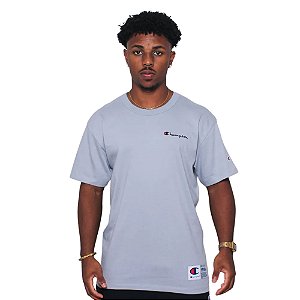 Camiseta Champion Malhão Mc Mini Logo Emb Script Cinza Claro