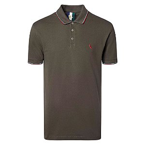 Camisa Polo Reserva Enxuto Novo Friso Masculino Verde Oliva