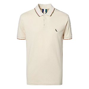 Camisa Polo Reserva Enxuto Novo Friso Masculino Bege Areia